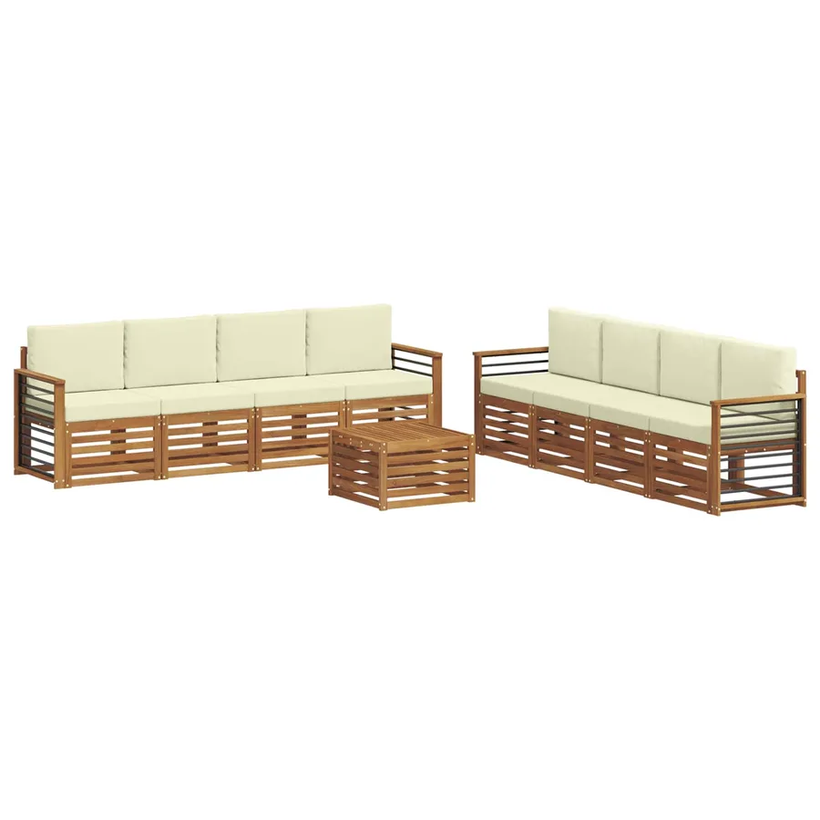 Ensembles de canapés avec coussin 9 pcs Naturel et Crème - 2
