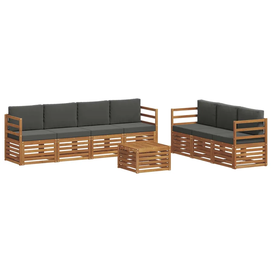 Ensembles de canapés avec coussin 8 pcs Naturel et Anthracite - 2