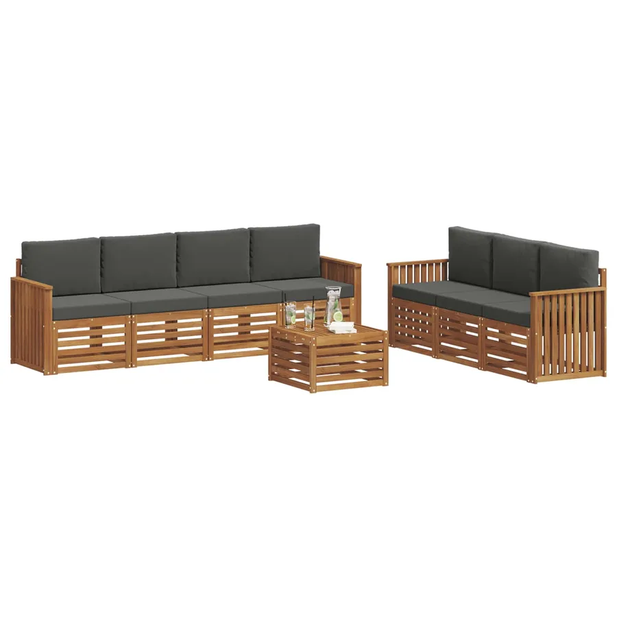 Ensembles de canapés avec coussin 8 pcs Naturel et Anthracite - 3
