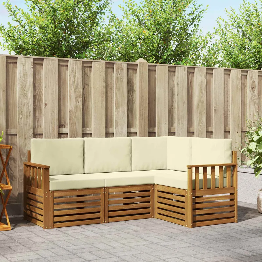 Ensembles de canapés avec coussin 4 pcs Naturel et Crème