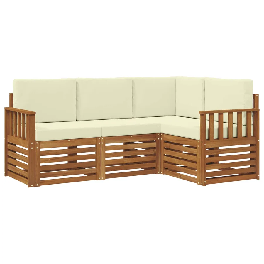 Ensembles de canapés avec coussin 4 pcs Naturel et Crème - 2