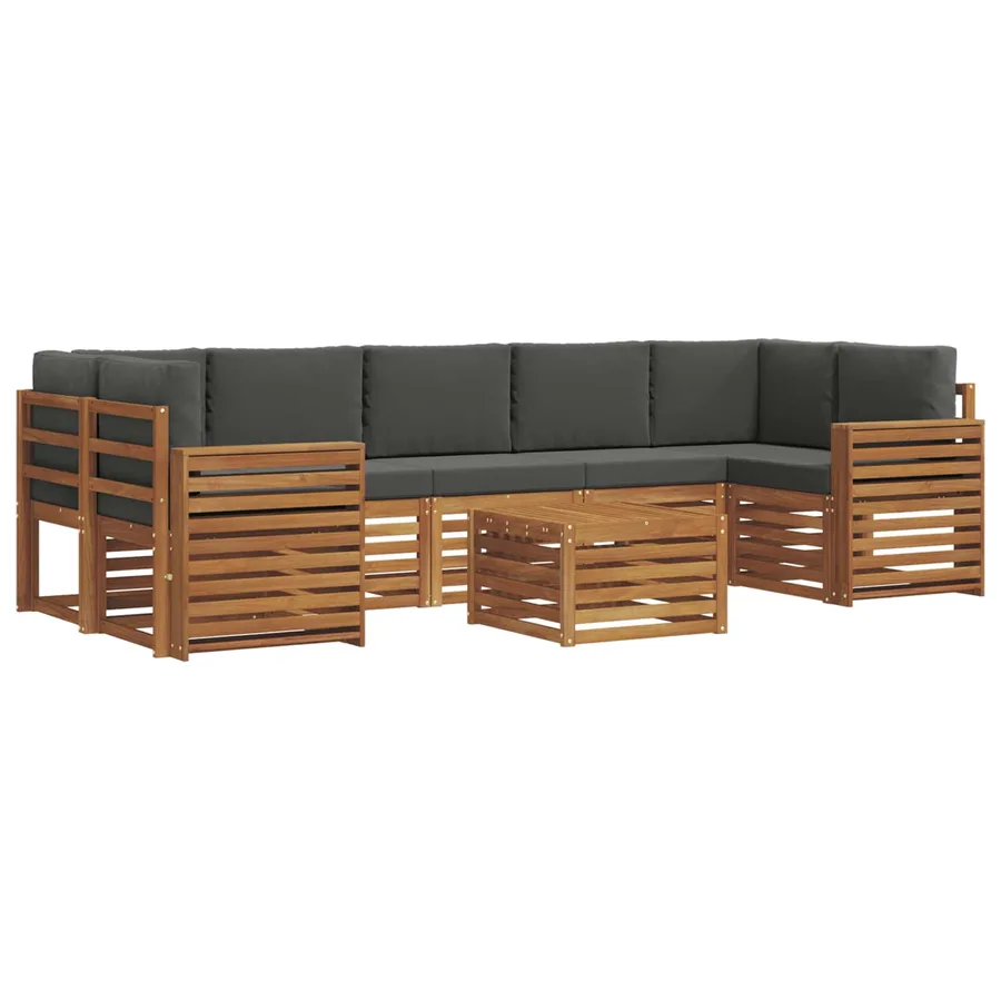 Ensemble de canapés d'extérieur 8 pcs Naturel et Anthracite - 2