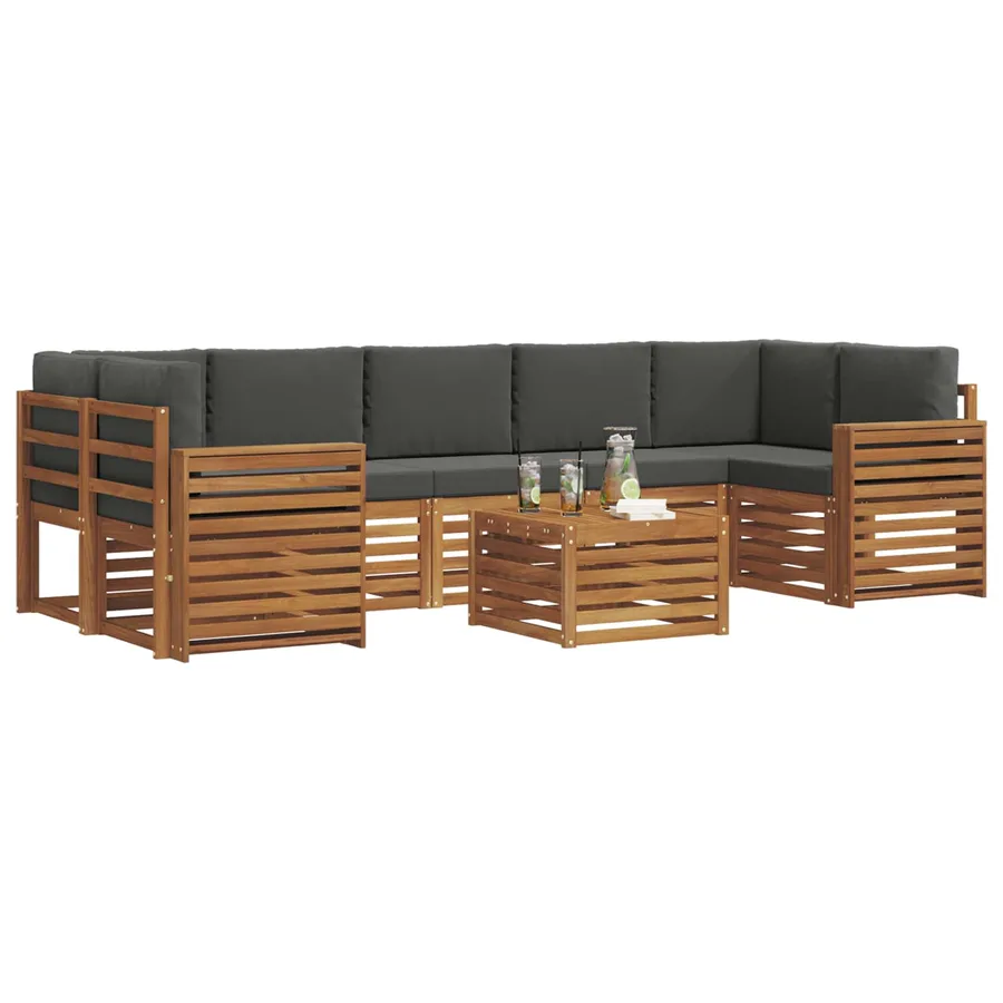 Ensemble de canapés d'extérieur 8 pcs Naturel et Anthracite - 3