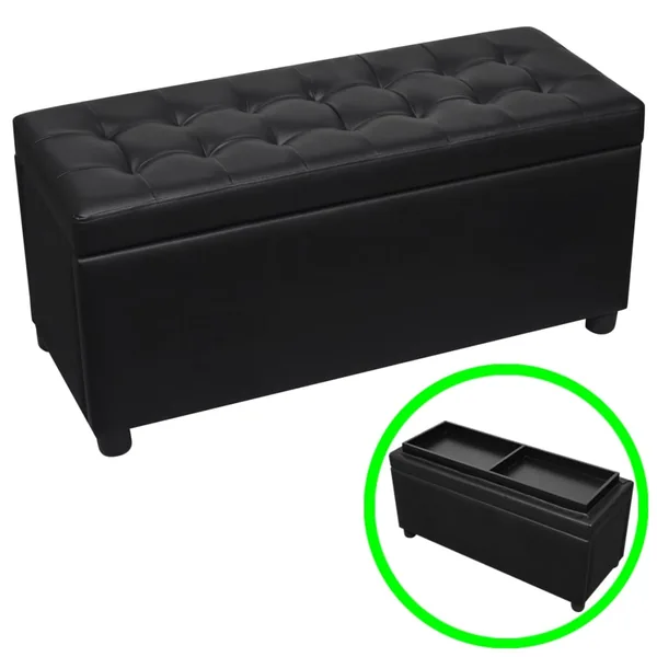 Pouf de rangement Cuir synthétique Noir