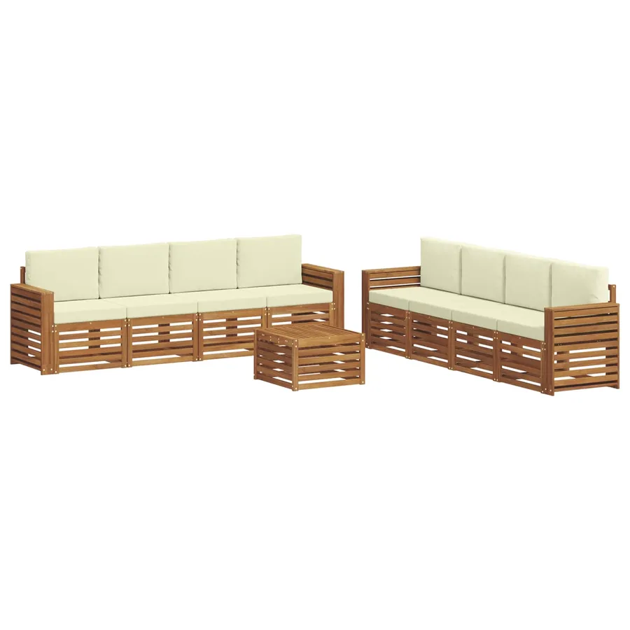 Ensembles de canapés avec coussin 9 pcs Naturel et Crème - 2