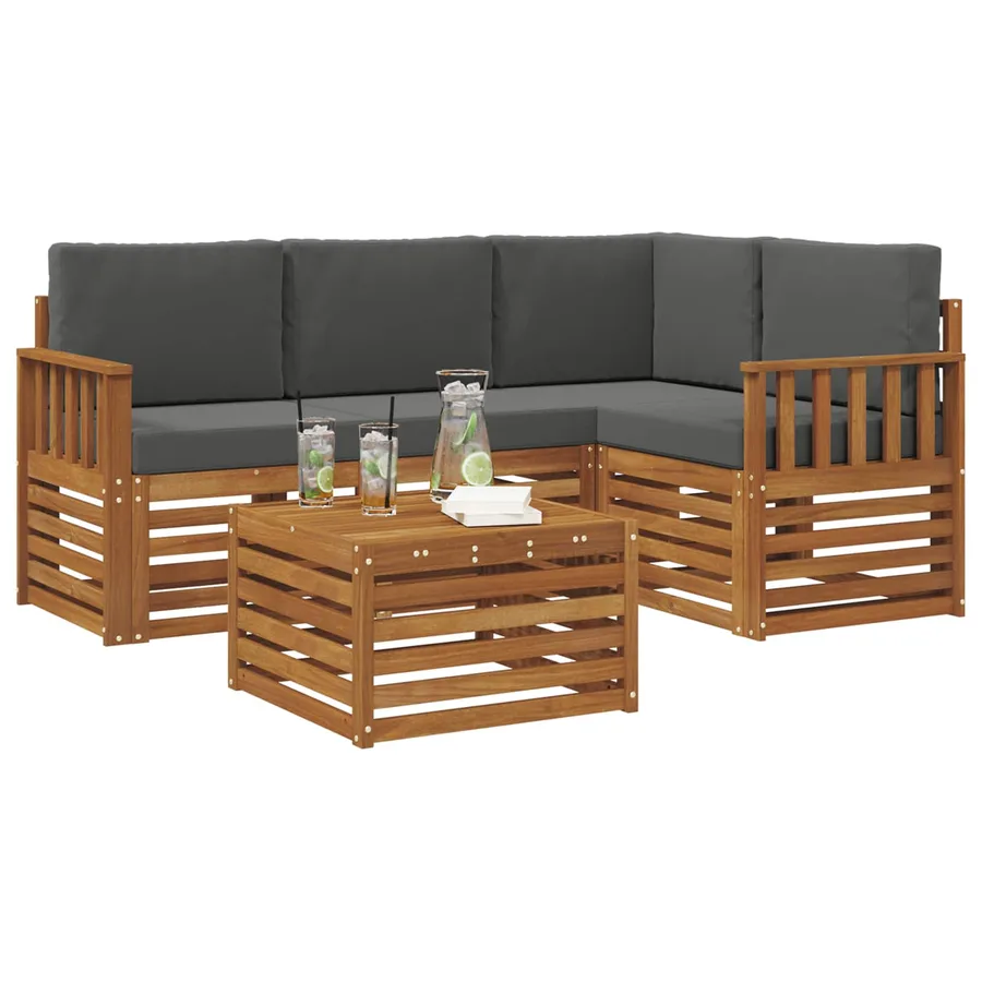 Ensemble de canapés d'extérieur 5 pcs Naturel et Anthracite - 3
