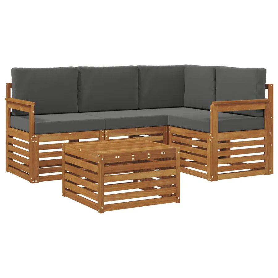 Ensemble de canapés d'extérieur 5 pcs Naturel et Anthracite - 2