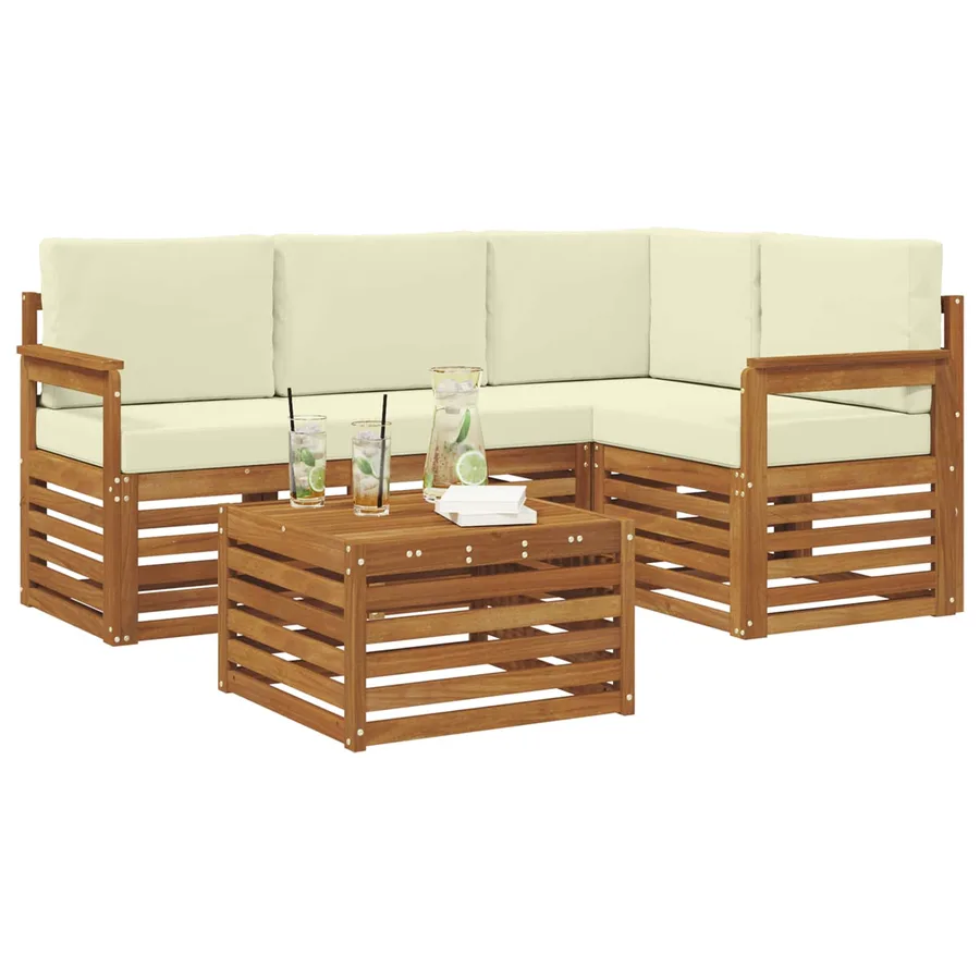 Ensemble de canapés d'extérieur 5 pcs Naturel et Crème - 3