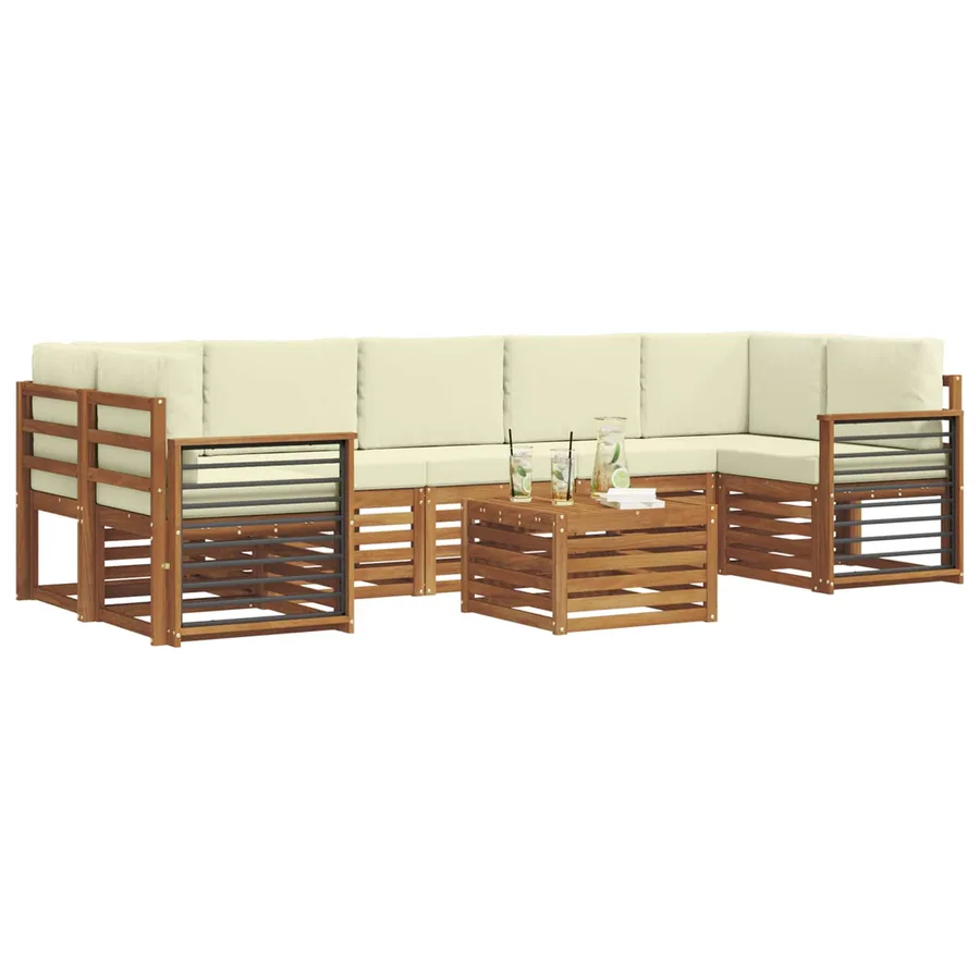 Ensemble de canapés d'extérieur 8 pcs Naturel et Crème - 3