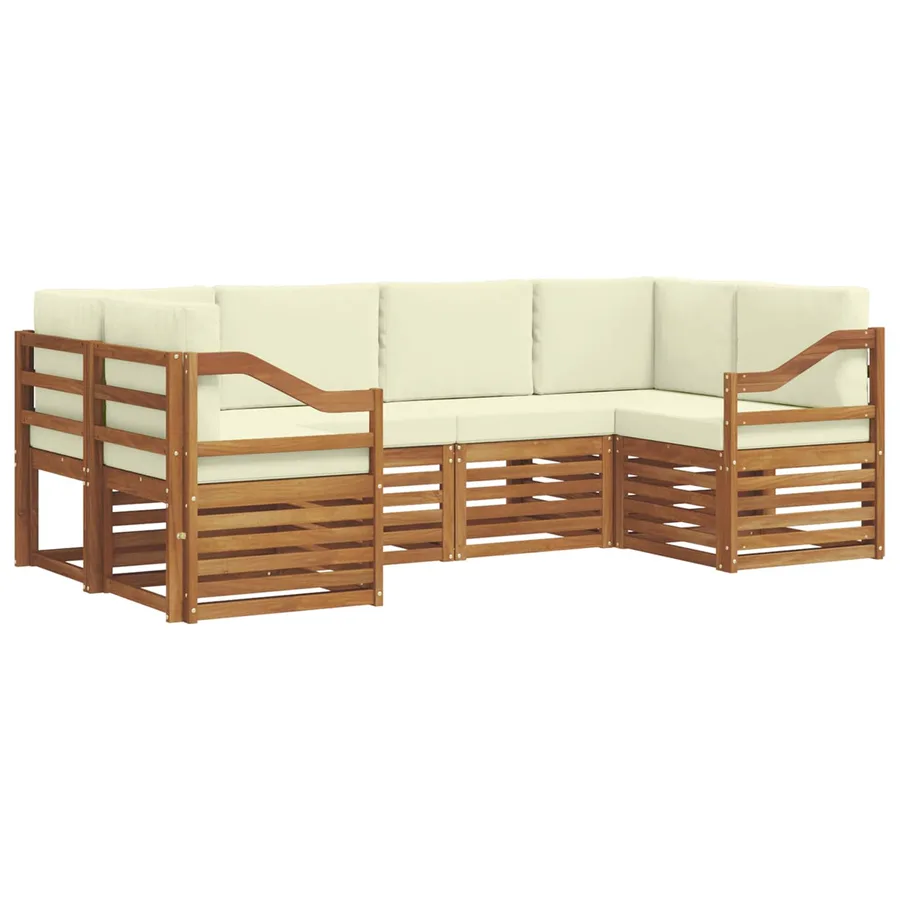Ensemble de canapé d'angle avec coussin 6 pcs Naturel et Crème - 2