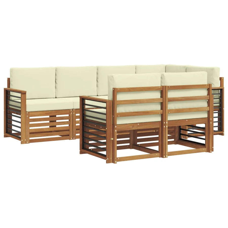 Ensemble de canapé d'angle avec coussin 7 pcs Naturel et Crème - 2