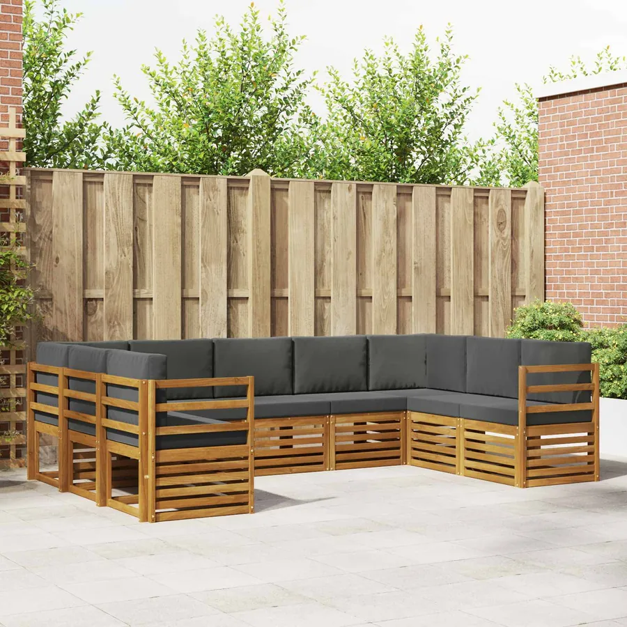 Ensemble de canapé d'angle 9 pcs Naturel et Anthracite