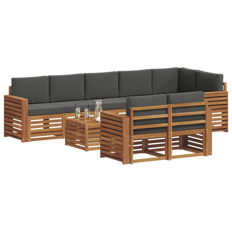 Ensembles de canapés avec coussin 9 pcs Naturel et Anthracite - 3