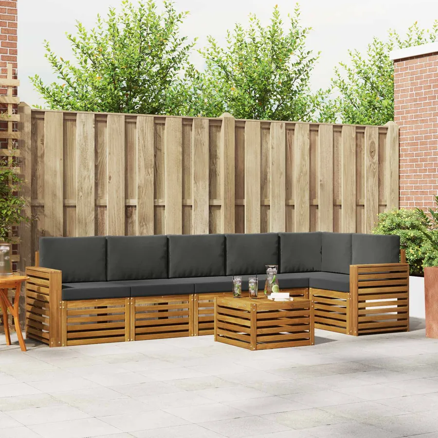 Ensemble de canapé d'angle 7 pcs Naturel et Anthracite