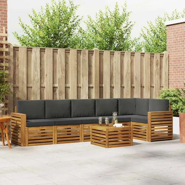 Ensemble de canapé d'angle 7 pcs Naturel et Anthracite