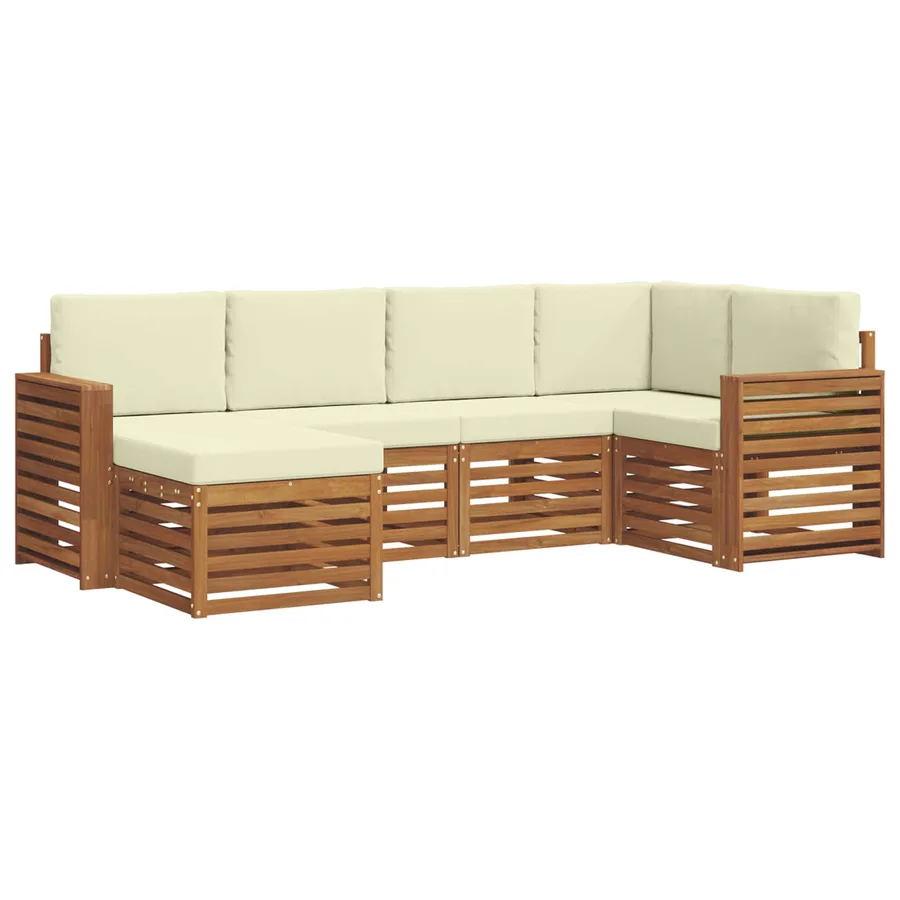 Ensemble de canapé d'angle avec coussin 6 pcs Naturel et Crème - 2