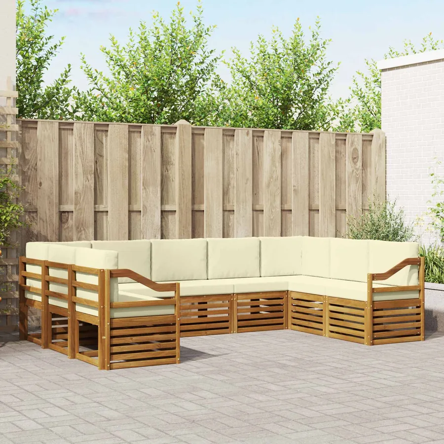 Ensemble de canapé d'angle avec coussin 9 pcs Naturel et Crème