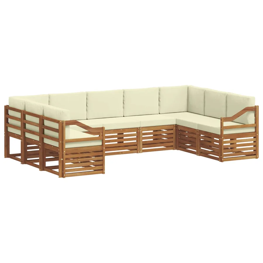 Ensemble de canapé d'angle avec coussin 9 pcs Naturel et Crème - 2