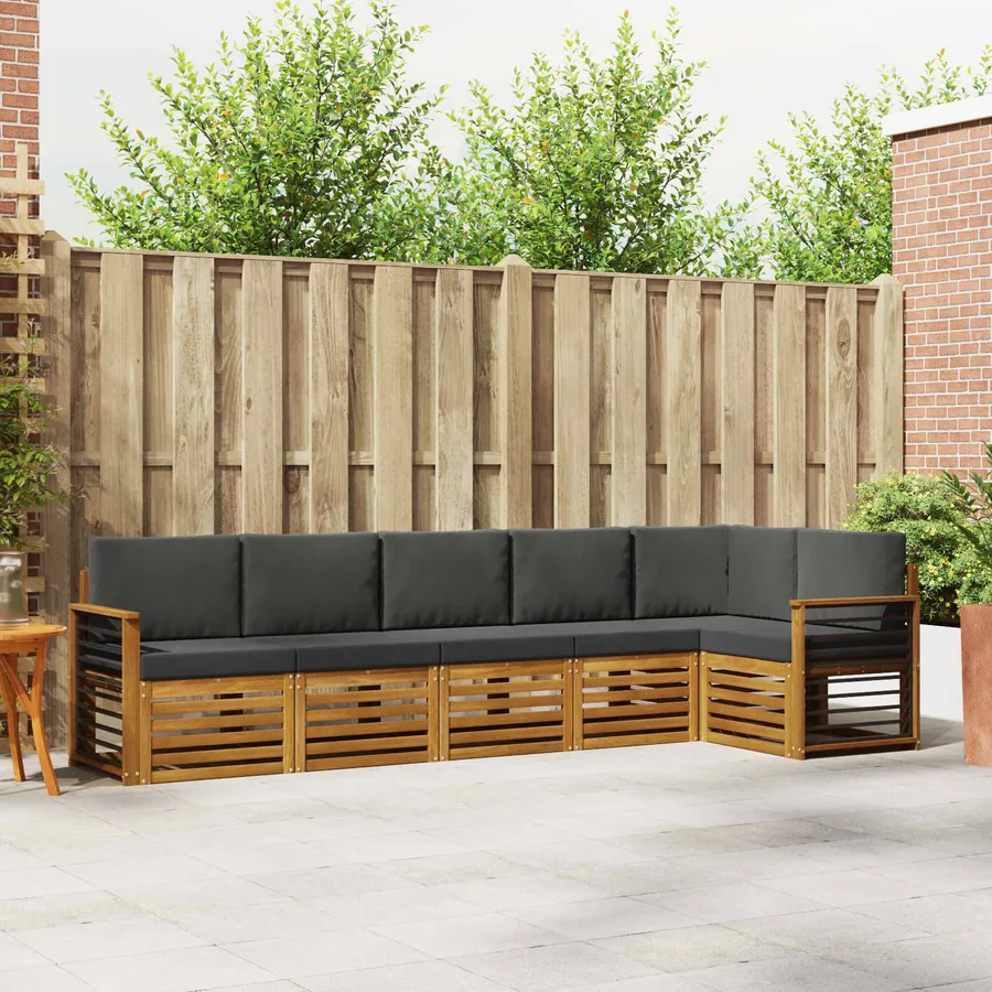 Ensemble de canapé d'angle 6 pcs Naturel et Anthracite