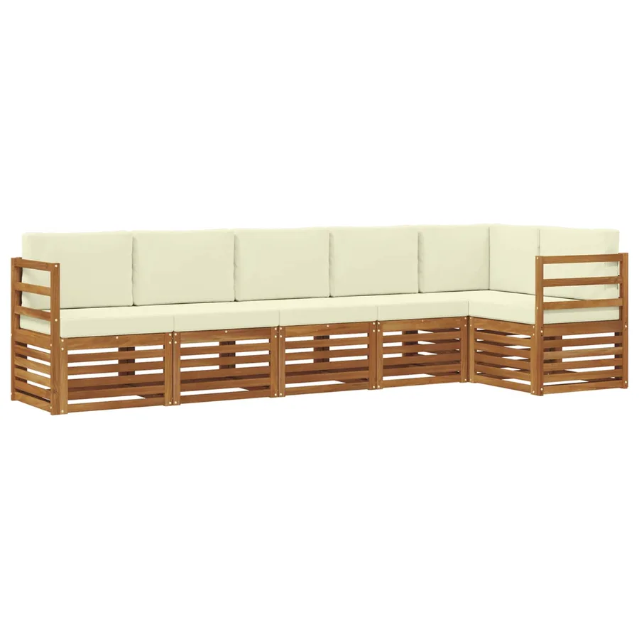 Ensemble de canapé d'angle avec coussin 6 pcs Naturel et Crème - 2