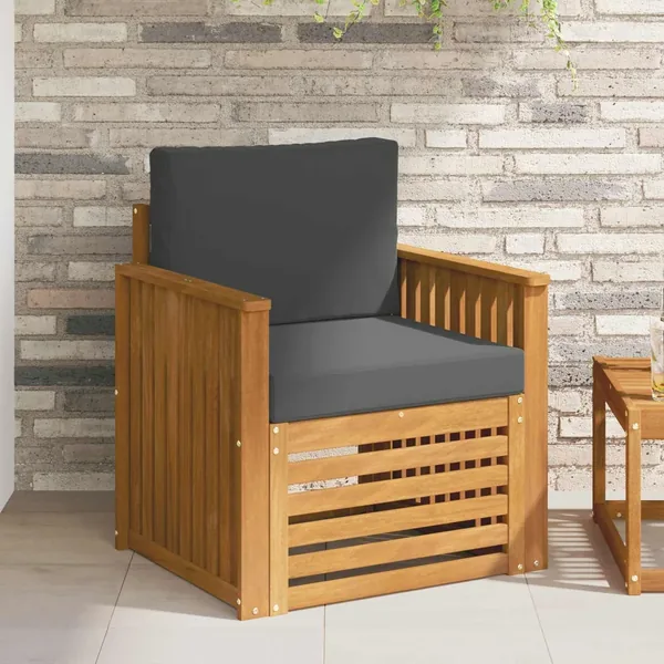 Canapé d’extérieur Bois d'acacia massif et polyester Naturel