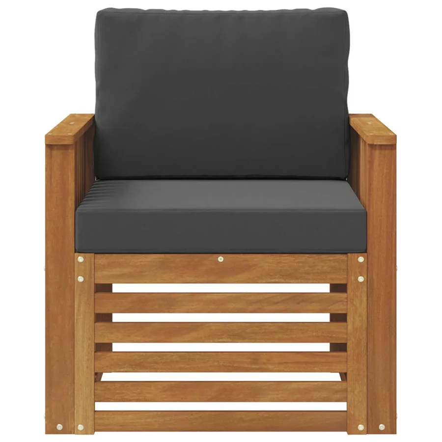 Canapé d’extérieur Bois d'acacia massif et polyester Naturel - 3
