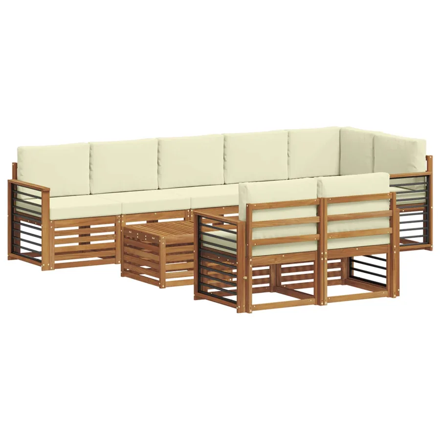 Ensembles de canapés avec coussin 9 pcs Naturel et Crème - 2