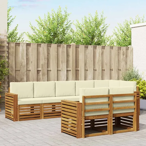 Ensembles de canapés avec coussin 8 pcs Naturel et Crème