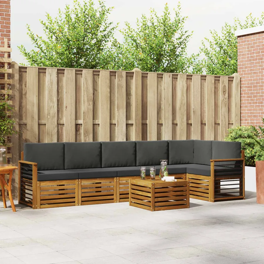 Ensemble de canapé d'angle 7 pcs Naturel et Anthracite