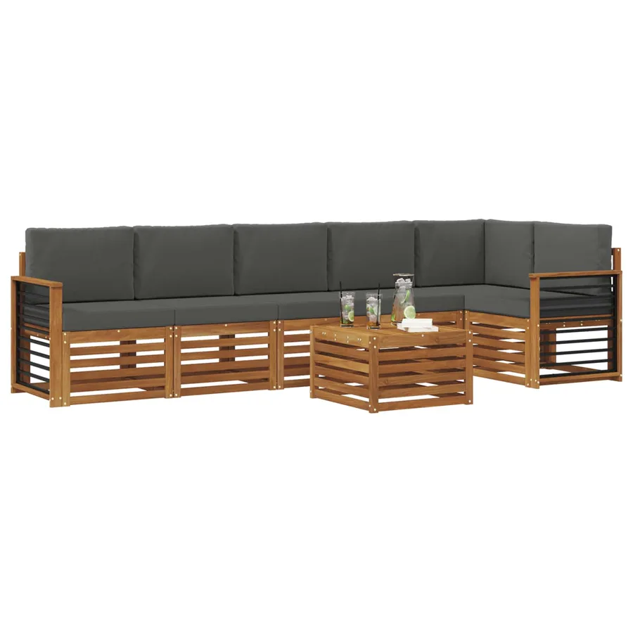 Ensemble de canapé d'angle 7 pcs Naturel et Anthracite - 3
