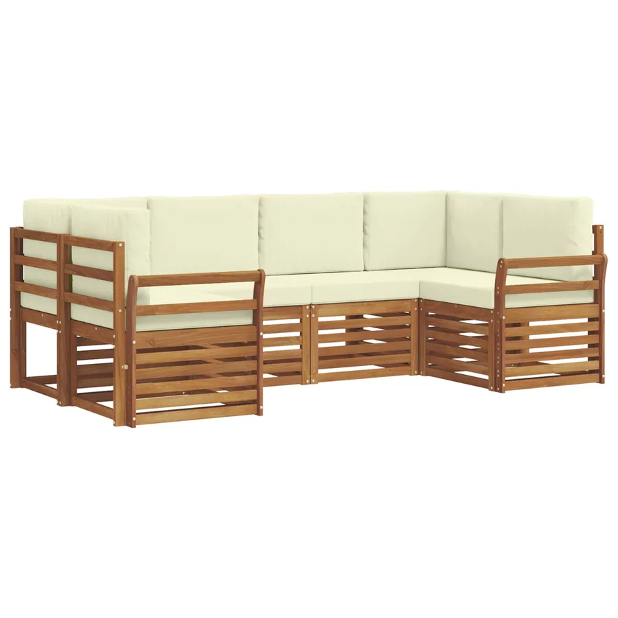 Ensemble de canapé d'angle avec coussin 6 pcs Naturel et Crème - 2