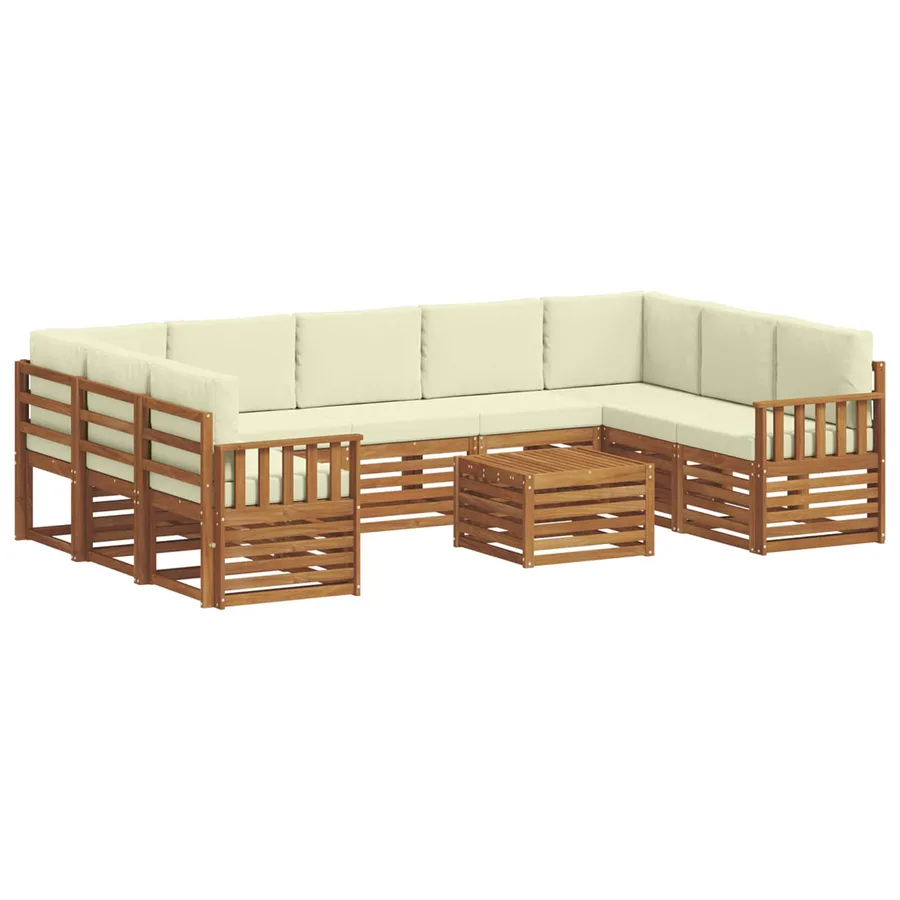 Ensembles de canapés avec coussin 10 pcs Naturel et Crème - 2