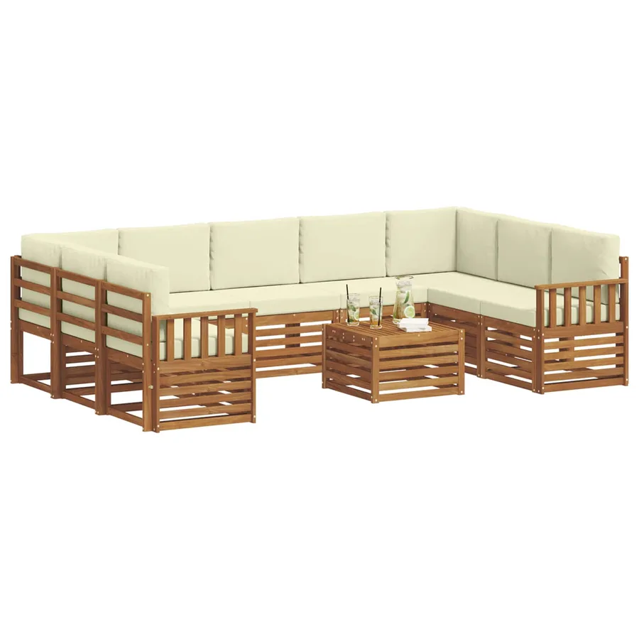 Ensembles de canapés avec coussin 10 pcs Naturel et Crème - 3