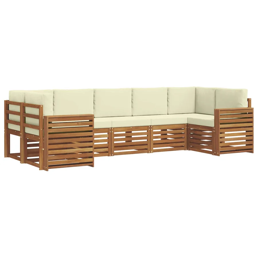 Ensemble de canapé d'angle avec coussin 7 pcs Naturel et Crème - 2