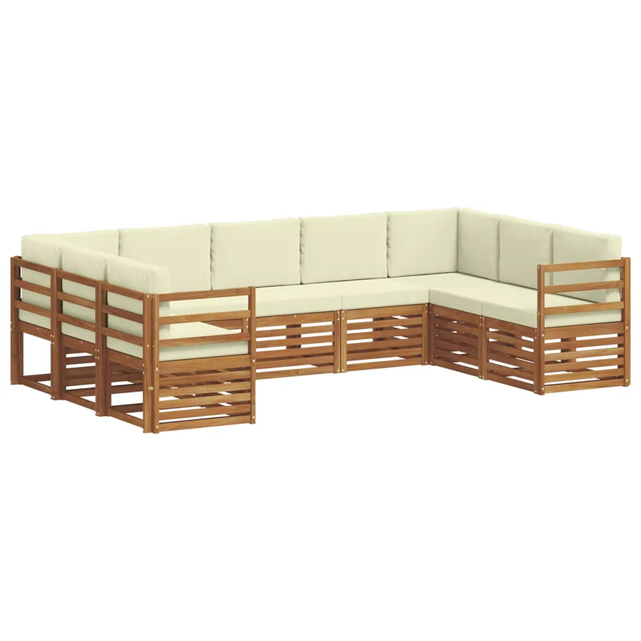 Ensemble de canapé d'angle avec coussin 9 pcs Naturel et Crème - 2