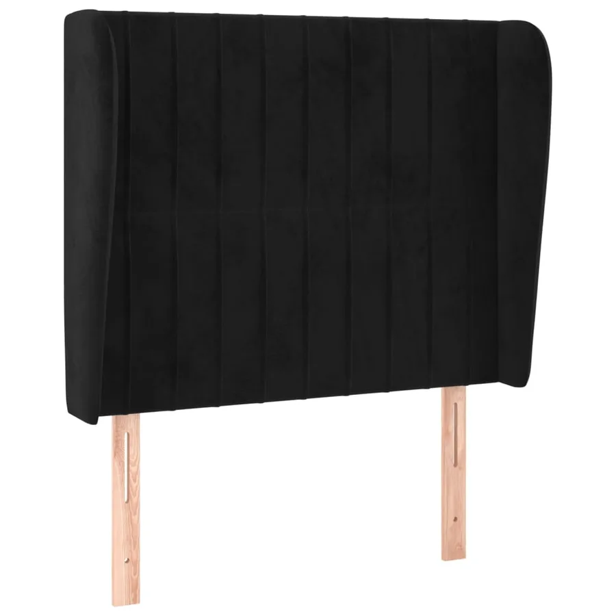 Tête de lit avec oreilles Noir 103x23x118/128 cm Velours - 2