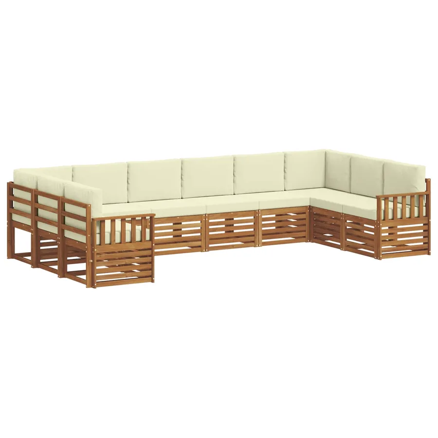 Ensemble de canapé d'angle avec coussin 10 pcs Naturel et Crème - 2