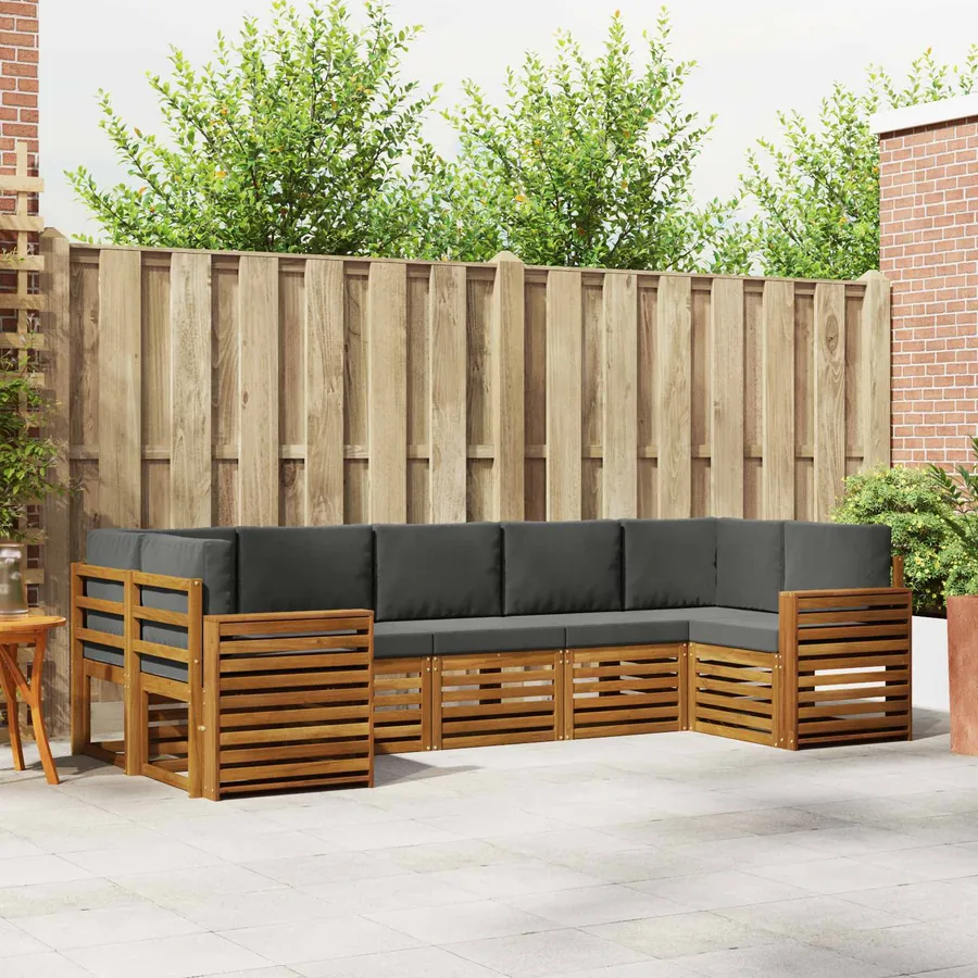 Ensemble de canapé d'angle 7 pcs Naturel et Anthracite