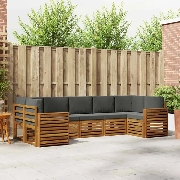 Ensemble de canapé d'angle 7 pcs Naturel et Anthracite