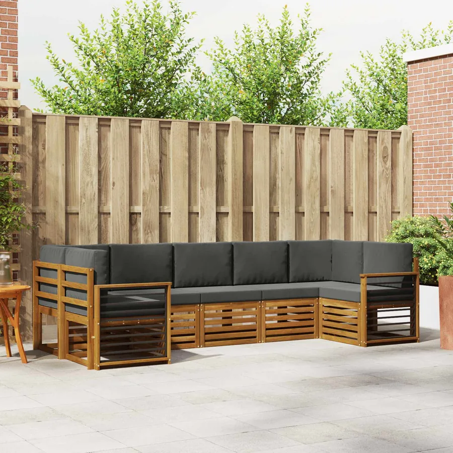 Ensemble de canapé d'angle 7 pcs Naturel et Anthracite