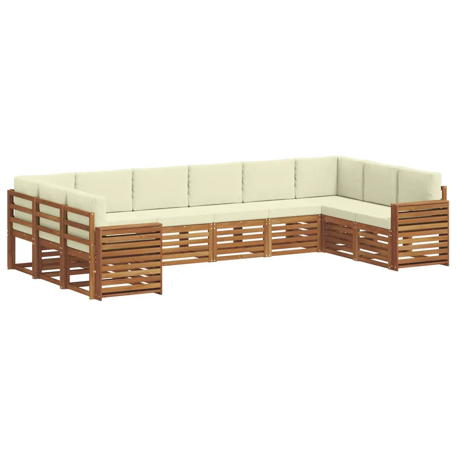 Ensemble de canapé d'angle avec coussin 10 pcs Naturel et Crème - 2