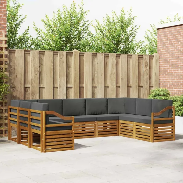 Ensemble de canapé d'angle 9 pcs Naturel et Anthracite