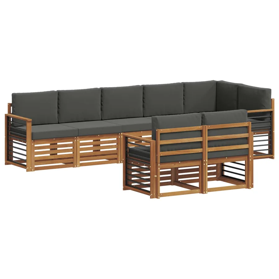 Ensembles de canapés avec coussin 8 pcs Naturel et Anthracite - 2