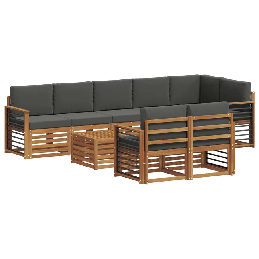 Ensembles de canapés avec coussin 9 pcs Naturel et Anthracite - 2