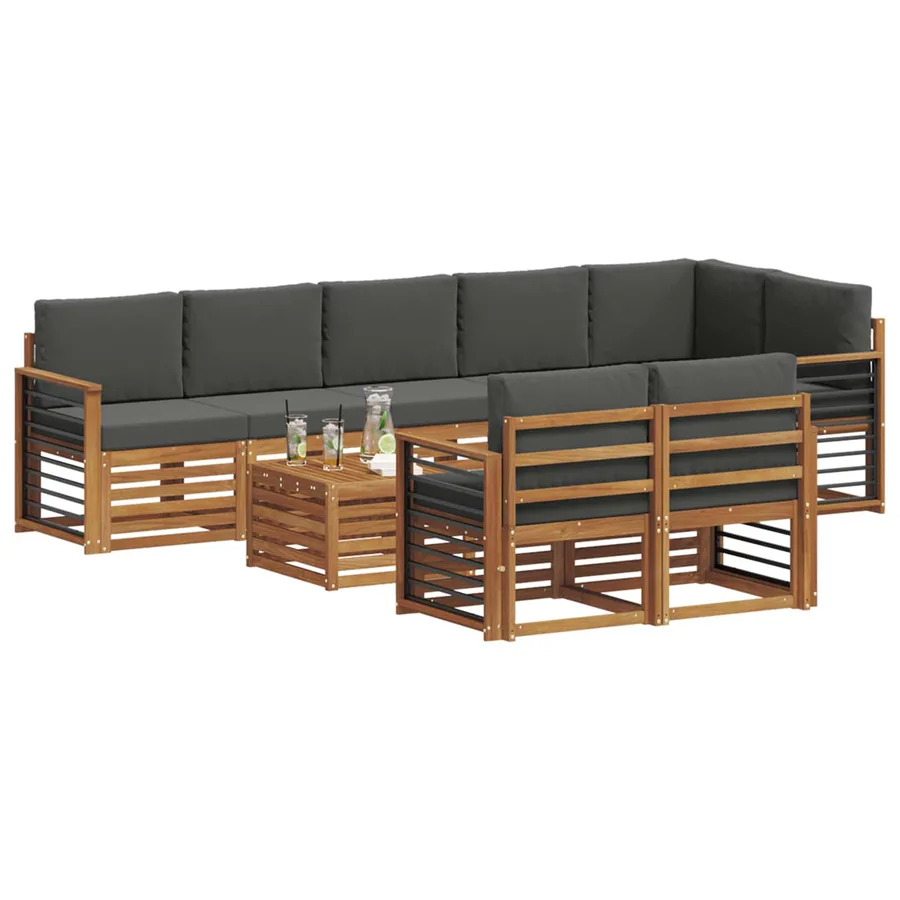 Ensembles de canapés avec coussin 9 pcs Naturel et Anthracite - 3