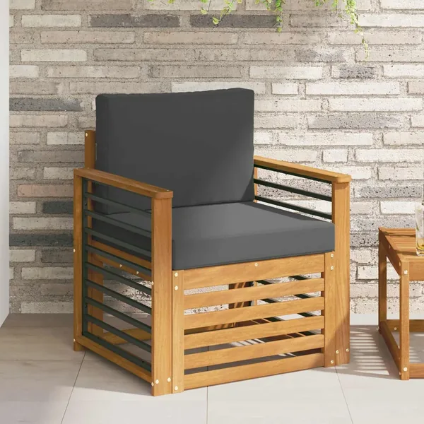 Canapé d’extérieur Bois d'acacia massif et polyester Naturel