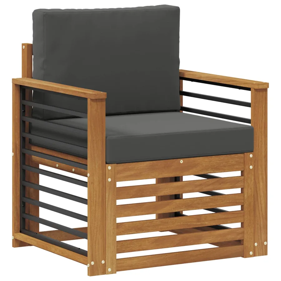 Canapé d’extérieur Bois d'acacia massif et polyester Naturel - 2