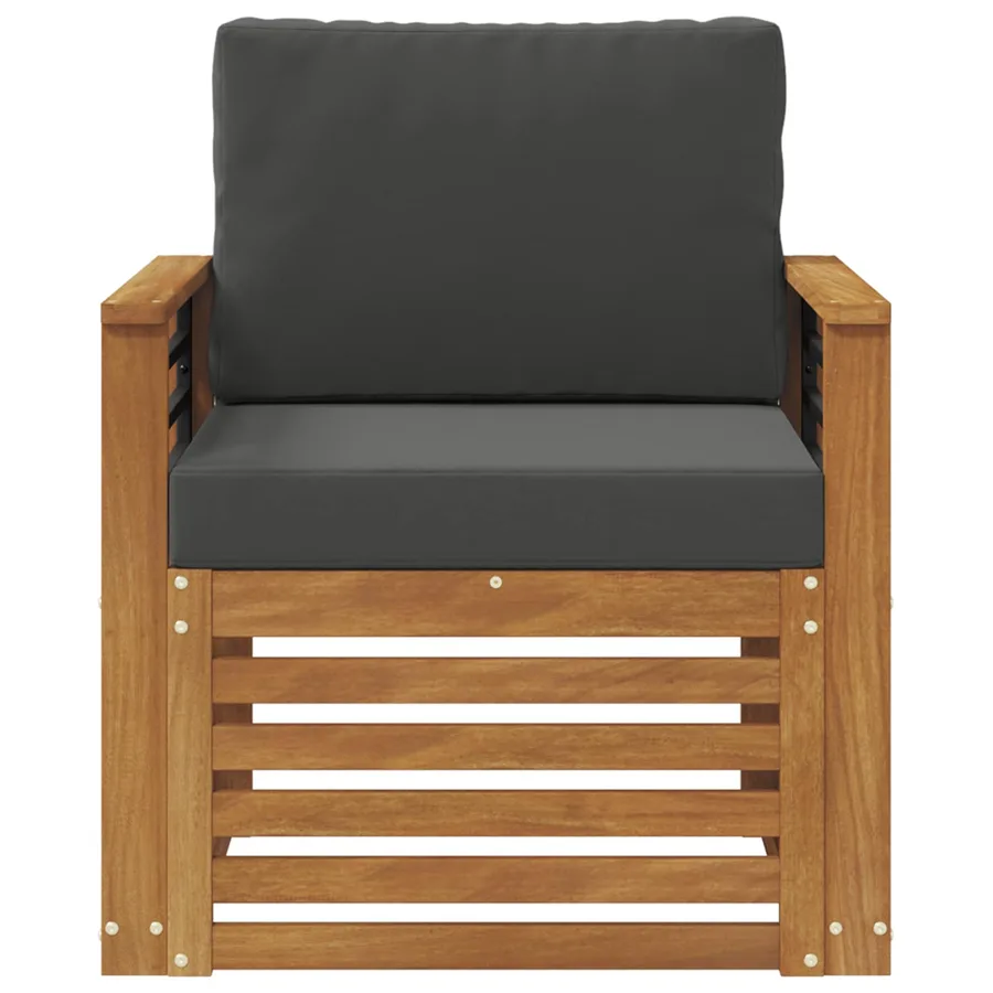 Canapé d’extérieur Bois d'acacia massif et polyester Naturel - 3