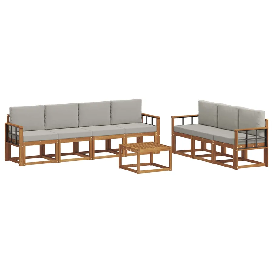 Ensemble de canapés d'extérieur 8 pcs Gris Naturel et Clair - 2