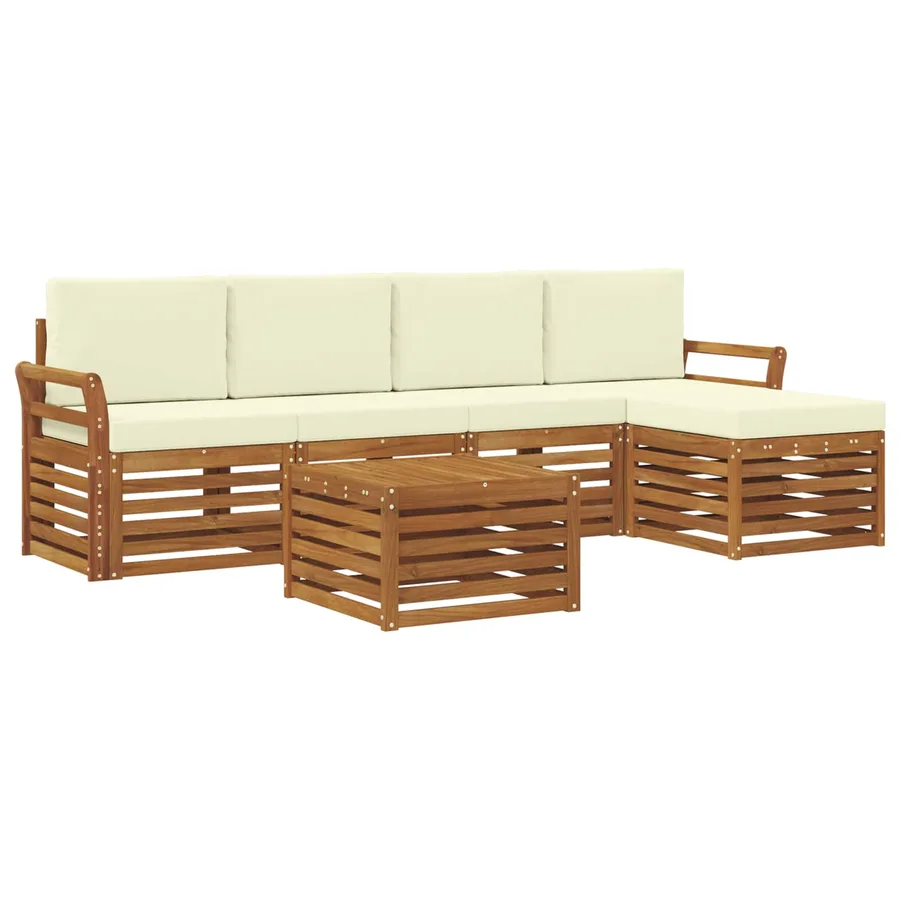 Ensemble de canapés d'extérieur 6 pcs Naturel et Crème - 2